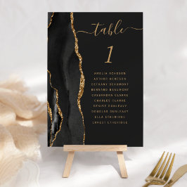 Black Gold Agate Dark Wedding Tischnummer