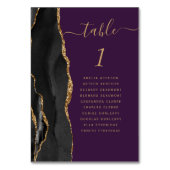 Black Gold Agate Deep Lila Hochzeit Tischnummer (Vorderseite)