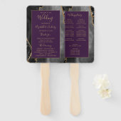 Black Gold Agate Deep Lila Wedding Program Fächer (Vorne und Hinten)