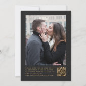 Black Gold Agate Dunkle Foto QR Code Hochzeit Einladung (Rückseite)