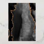 Black Gold Agate Emerald Green Wedding Folieneinladung (Rückseite)