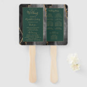 Black Gold Agate Emerald Green Wedding Program Fächer (Vorne und Hinten)