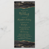 Black Gold Agate Emerald Green Wedding Programm (Vorderseite)