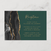 Black Gold Agate Emerald Green Wedding Reception Begleitkarte (Vorderseite)