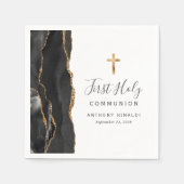 Black Gold Agate Erste Heilige Kommune Serviette (Vorderseite)