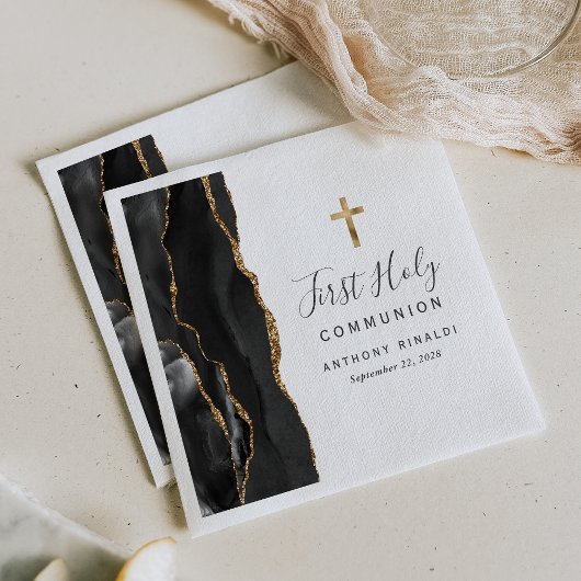 Black Gold Agate Erste Heilige Kommune Serviette
