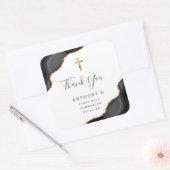 Black Gold Agate Erste Heilige Kommune Vielen Dank Quadratischer Aufkleber (Umschlag)