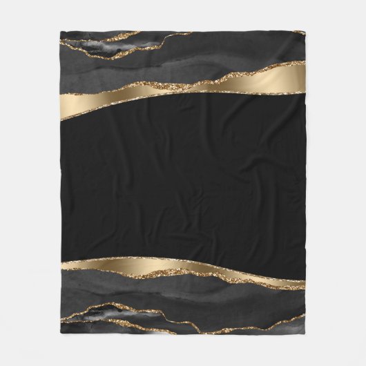Black Gold Agate Fleece Blanket (Vorderseite)