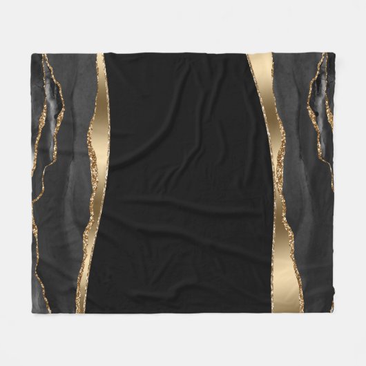 Black Gold Agate Fleece Blanket (Vorderseite (Horizontal))