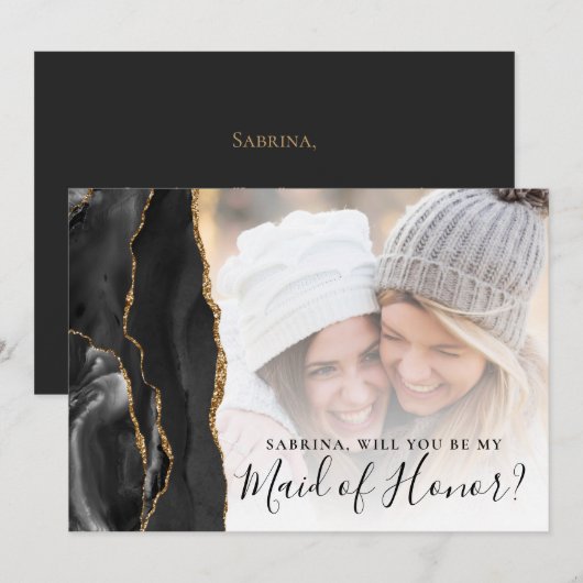 Black Gold Agate Foto Maid of Honor Vorschlag (Vorne/Hinten)