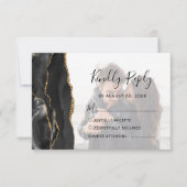 Black Gold Agate Foto Overlay-Hochzeit RSVP Karte (Vorderseite)