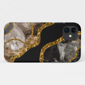 Black & Gold Agate Geode Case-Mate iPhone Hülle (Rückseite (Horizontal))