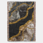 Black & Gold Agate Geode Glitzer Decke (Vorderseite Vertikal)