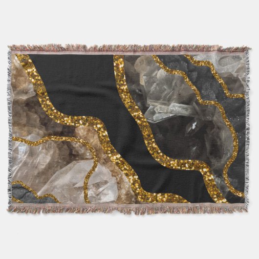 Black & Gold Agate Geode Glitzer Decke (Vorderseite)