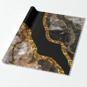 Black & Gold Agate Geode Glitzer Geschenkpapier (Ungerollt)