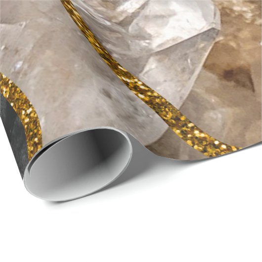 Black & Gold Agate Geode Glitzer Geschenkpapier (Rolleneckpunkt)