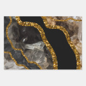 Black & Gold Agate Geode Glitzer Geschenkpapier Set (Vorderseite 2)