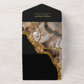 Black & Gold Agate Geode Glitzer Hochzeit All In One Einladung (Außenbereich)