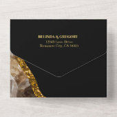 Black & Gold Agate Geode Glitzer Hochzeit All In One Einladung (Rückseite)