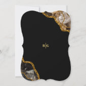 Black & Gold Agate Geode Glitzer Hochzeit Einladung (Rückseite)
