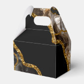 Black & Gold Agate Geode Glitzer Hochzeit Geschenkschachtel (Rückseite)
