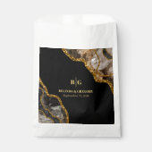 Black & Gold Agate Geode Glitzer Hochzeit Geschenktütchen (Vorderseite)