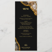 Black & Gold Agate Geode Glitzer Hochzeit Menükarte (Vorderseite)