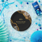 Black & Gold Agate Geode Glitzer Hochzeit Pappteller (Party)