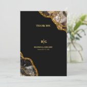Black & Gold Agate Geode Glitzer Hochzeit Vielen D Dankeskarte (Stehend Vorderseite)