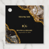 Black & Gold Agate Geode Glitzer Hochzeitsgeschenk Geschenkanhänger (Vorderseite)