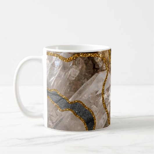 Black & Gold Agate Geode Glitzer Kaffeetasse (Links)