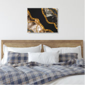 Black & Gold Agate Geode Glitzer Leinwanddruck (Insitu (Schlafzimmer))