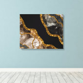 Black & Gold Agate Geode Glitzer Leinwanddruck (Insitu (Holzboden))