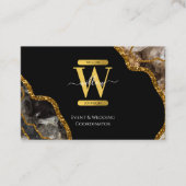 Black Gold Agate Geode Glitzer Marble Social Media Visitenkarte (Vorderseite)