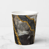 Black & Gold Agate Geode Glitzer Pappbecher (Rückseite)