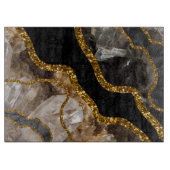 Black & Gold Agate Geode Glitzer Schneidebrett (Vorderseite)