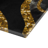 Black & Gold Agate Geode Glitzer Schneidebrett (Ecke)