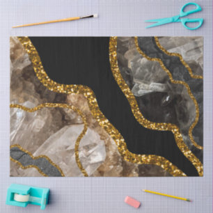 Black & Gold Agate Geode Glitzer Seidenpapier