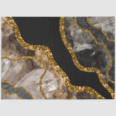 Black & Gold Agate Geode Glitzer Seidenpapier (Vorderseite)