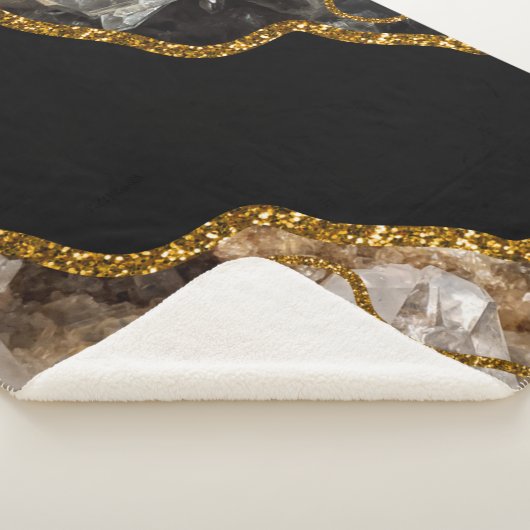 Black & Gold Agate Geode Glitzer Sherpadecke (3/4)