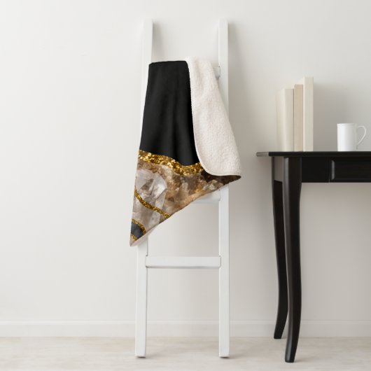 Black & Gold Agate Geode Glitzer Sherpadecke (Beispiel)