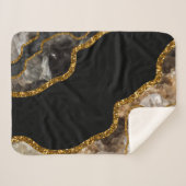 Black & Gold Agate Geode Glitzer Sherpadecke (Vorderseite (Horizontal))
