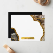 Black & Gold Agate Geode Glitzer Stationery Mitteilungskarte (Vorderseite/Rückseite Beispiel)