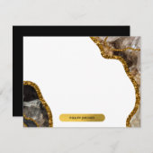 Black & Gold Agate Geode Glitzer Stationery Mitteilungskarte (Vorne/Hinten)