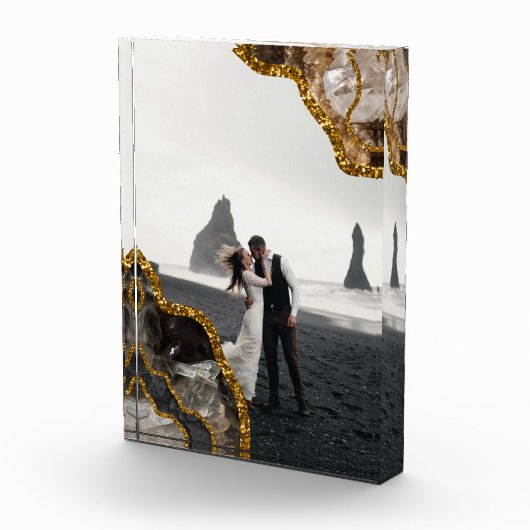 Black & Gold Agate Geode Glitzer Wedding Foto (Rechts)