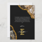 Black & Gold Agate Geode Glitzer Wedding Foto Dankeskarte (Rückseite)