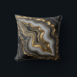 Black Gold Agate Geode Luxury Marble Kissen<br><div class="desc">Mesmerizing black and charcoal agate with flowing bands of soft gray and creamy white,  dramatically framed and veined in molten liquid gold. This opulent,  high-contrast geode design exudes modern luxury,  sophistication and powerful elegance perfect for those who love dark,  glamorous mineral aesthetics.</div>