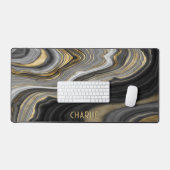 Black Gold Agate Geode Personalisiert Schreibtischunterlage (Tastatur & Maus)