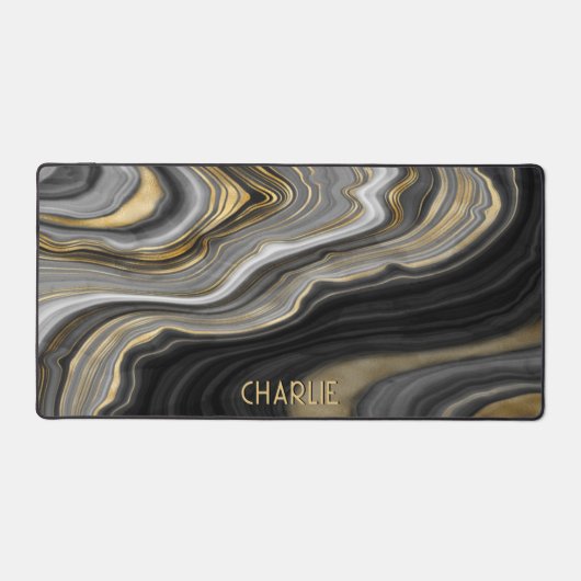 Black Gold Agate Geode Personalisiert Schreibtischunterlage (Vorderseite)