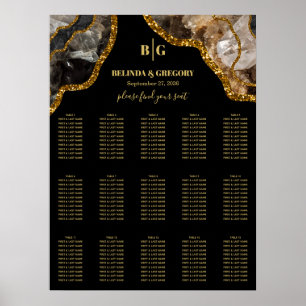 Black & Gold Agate Geode Wedding Seekarte Poster